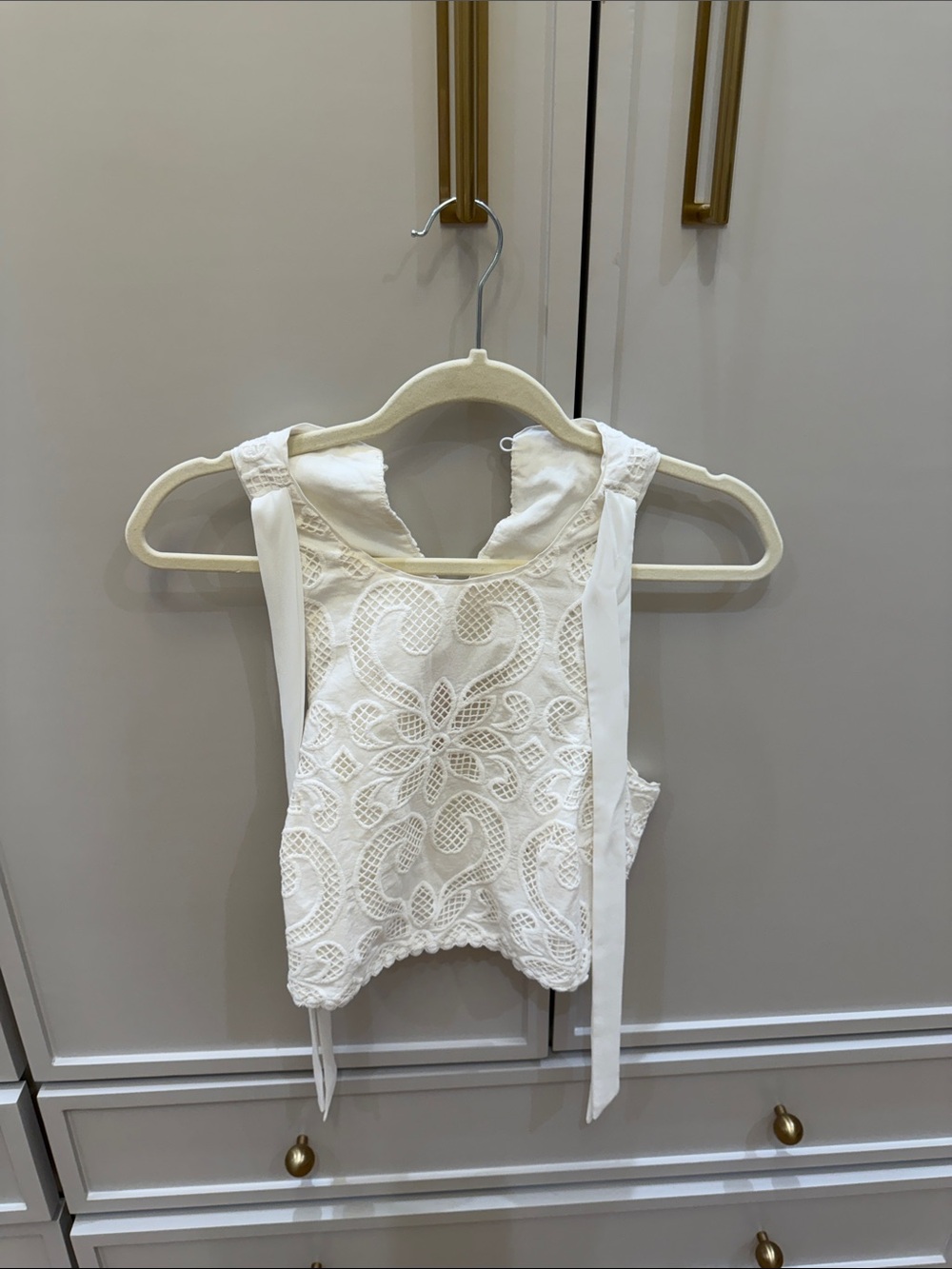 SAYLOR Ivory Lace Embroidered Cropped Tank
